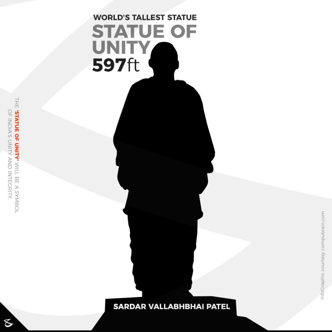 The 'Statue of Unity' will be a symbol of India's Unity and Integrity.

#Business #Technology #Innovations #CompuBrain #BrandingSquare #WorldsTallestStatue #Statue #StatueOfUnity #SardarVallabhbhaiPatel #HappyBirthday